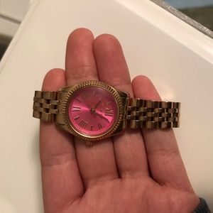 Michael Kors Gold Band Watch with Pink Face